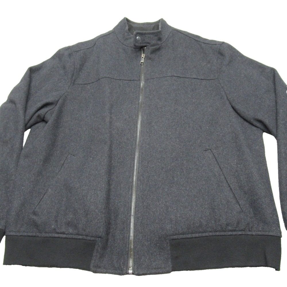 Banana Republic Wool Blend Jacket Men XL Black Pockets Mock Neck Full Zip NEW